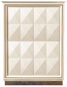 Diamante cabinet with metal base, Cabinet with diamond-shaped doors