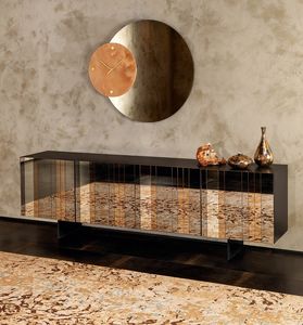 DIVA, Sideboard with a linear design, with mirrored doors