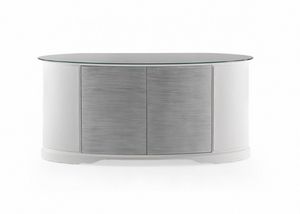 Ellipse, Oval sideboard, covered in leather