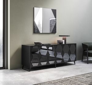Ermes, Sideboard with mirrored hexagons