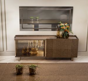 FIAMMA 4-door sideboard, Elegant sideboard with bronzed corner glass