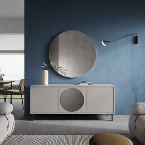 Gea, Matt lacquered sideboard with silver glass insert