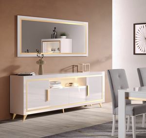 Gold 4 door sideboard, Refined lacquered sideboard with a contemporary design
