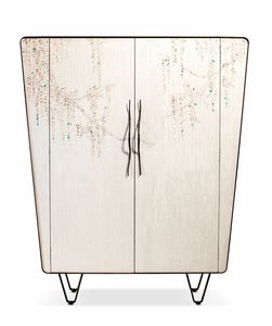 Icaro cabinet, Wooden cabinet with embossed decoration