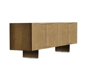 Jodan sideboard, Veneered plywood sideboard, with a linear design