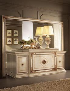 Leonardo buffet, Classic buffet, finished in gold leaf, 4 doors