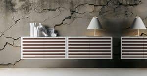 Line 2, Suspended sideboard, 4 hinged doors, several finishes