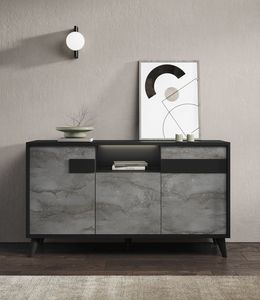 Line 3 doors sideboard, Sideboard with fronts in matt oxide finish