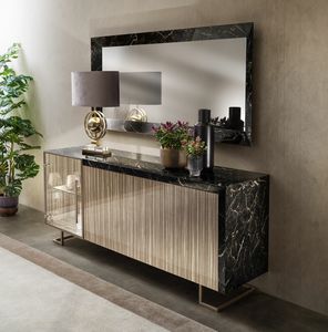 LUCE DARK sideboard 2 doors, Sideboard with asymmetrical design