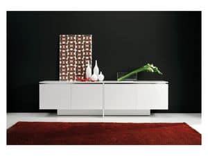 Lybra, Design sideboard with cross base, for dining room