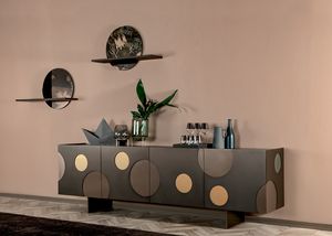 MATISSE programma, Cabinets in lacquered MDF with translucent decorations and metal base