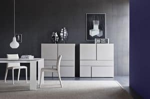Quadra, Cabinet for living rooms with drawers without handles