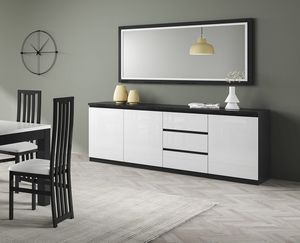 Roma 3 doors sideboard, Modern sideboard in glossy lacquered finish