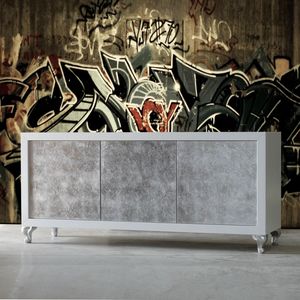Sessanta GREEN5501B, Modern sideboard with silver doors