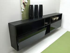 Set Cupboard, Suspended sideboard, with flap doors, for design kitchens