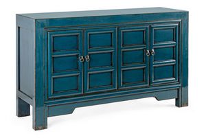 Sideboard 2A Jinan blue, Sideboard with 4 doors, in blue wood