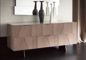 Slash Art. 104.203, Oak sideboard, with top in lacquered glass