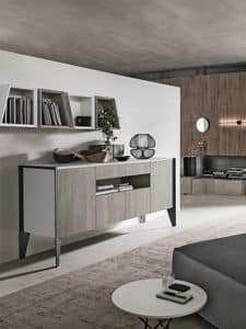 STRATOS MA107, Sideboard with 4 doors and 2 central drawers, in laminate