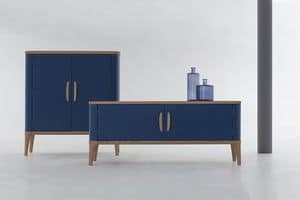 TIFFANY, Wooden sideboard with leather upholstery