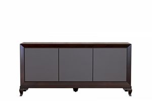 Tzsar sideboard with 3 doors, Low sideboard with leather upholstered doors