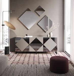 Zefiro, Sideboard with lacquered and mirrored doors