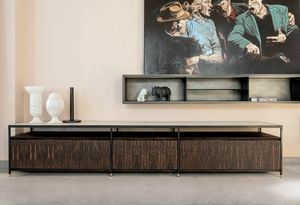 Zir, Metal low sideboard with wooden containers