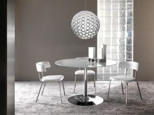 Art. 641/2 Armony, Round table with clear top and round metal base