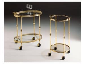 BOHEME 118 OVAL TROLLEY 123 ROUND TROLLEY, brass cart, hotel furniture, cart Living room