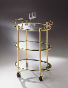 IONICA 679-3, Brass trolley, with 3 shelves