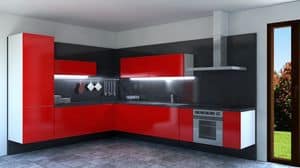 Convivio, Red lacquered corner kitchen