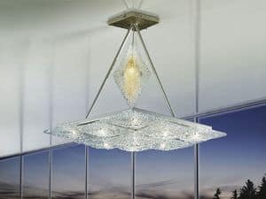Alaska ceiling lamp, Chandelier with rhomboid elements, imaginative style