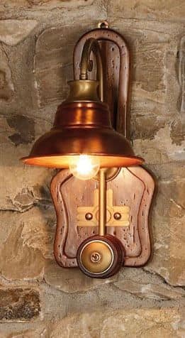 Art. SL 137, Wall lamp made of wood and copper, country style