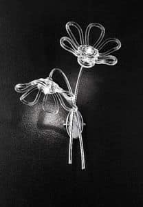 Daisy applique, Wall lamp with two lights and chrome metal base