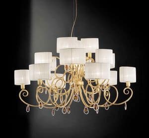 Elena ceiling lamp, Ceiling lamp with crystal pendants