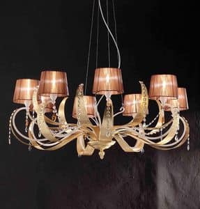 Erica ceiling lamp, Hanging lamp in iron with 8 light, modern style