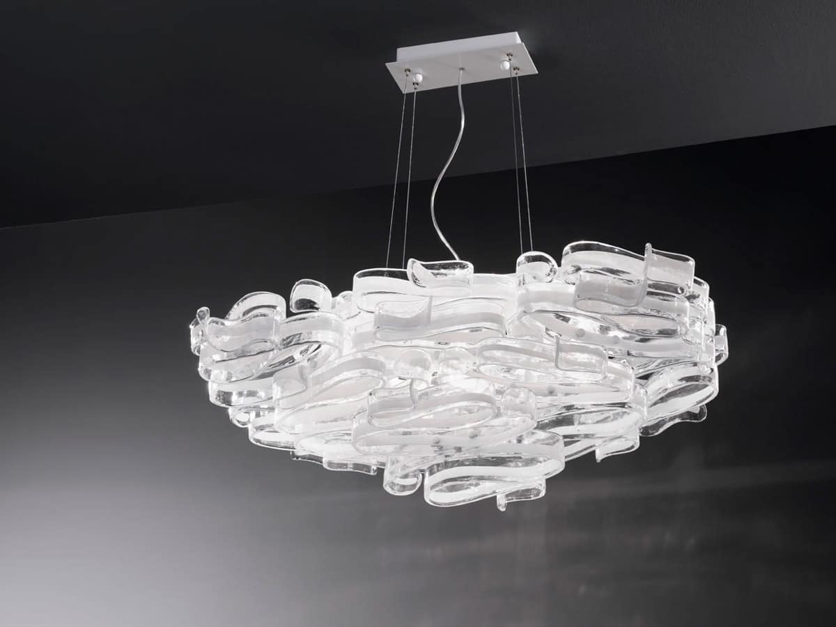 Gloria 1360/S7L, Chandelier in glass and lacquered metal, for modern villas
