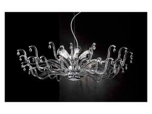 Pandora chandelier, Chandelier with glass modular elements and Sw pendants