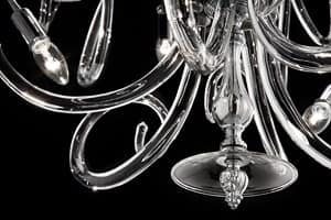 Vanity hanging lamp, Suspended chandelier in chrome-plated brass and crystal