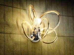 Vogue applique, Wall lamp in brass with wire glass diffusors, classic style