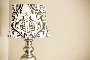 Lampshade for table lamp 01, Lampshade in black and white decorated fabric