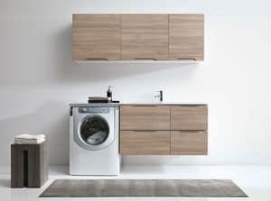 Flexia C, Laundry furniture with wall cupboards