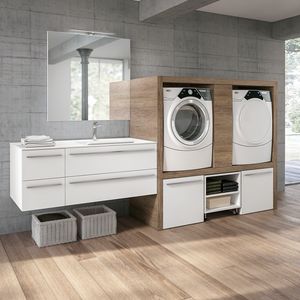Stone comp. 05, Laundry cabinet with space for washing machine and dryer