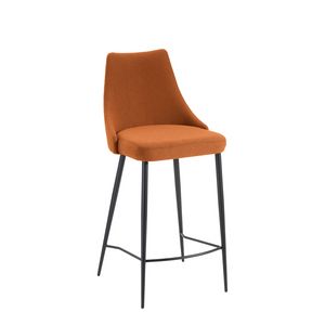 Evelin SG varnished, Stool with leather upholstery