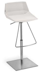 GLIM SG, Stool in metal and leather, with adjusting pump