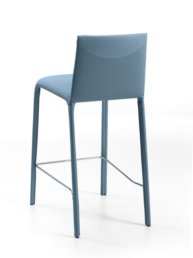 Jenia SG, High barstool in leather and painted steel, for pubs