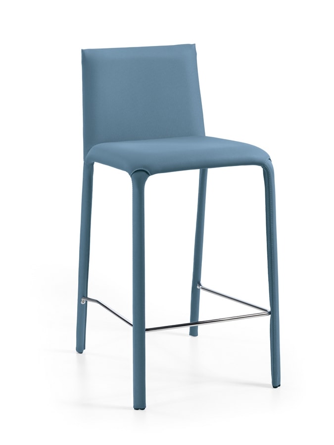 Jenia SG, High barstool in leather and painted steel, for pubs