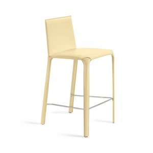 Jenia SG, High barstool in leather and painted steel, for pubs