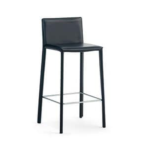 Jo stool, Contemporary stool in metal covered with leather