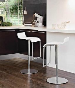 MILANO, Stool for kitchen with adjustable height, covered in leather