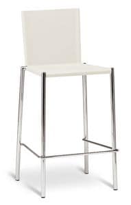 OLBIA SG80, Stool in leather and chromed metal, for bars and restaurants
